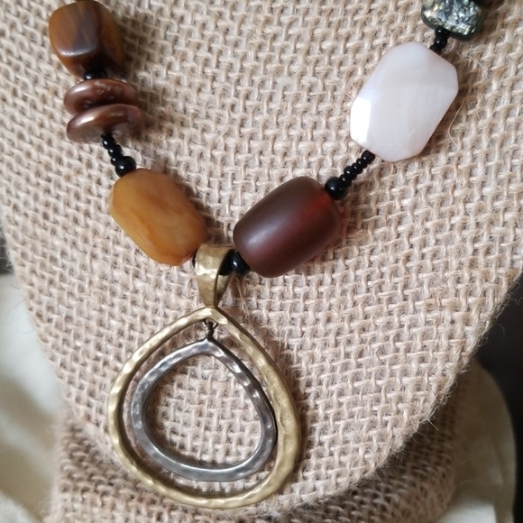 Silpada ~ Earthy 2 Tone Teardrop Pendant Necklace - Picture 2 of 5